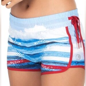 I Salute 5”H2O side tie ladies board shorts w/water activated patterns Sz-M A7